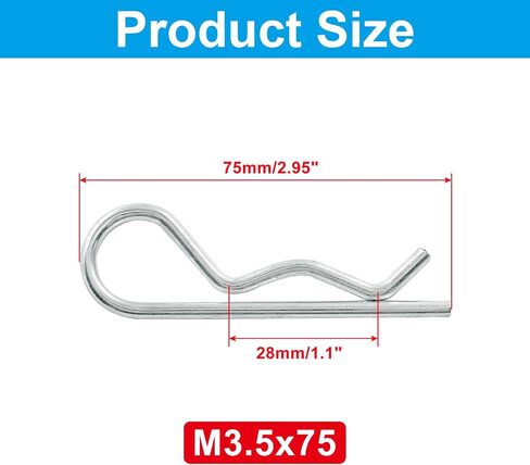 Uenhoy 6 Pcs Cotter Pins M3.5x75mm Heavy Duty R-Clips for Hitch Pin Lock System Trailer Tractor Mower, Hitch Pins Clips Spring Clip Hair Pins Spring Fastener in Saudi Arabia