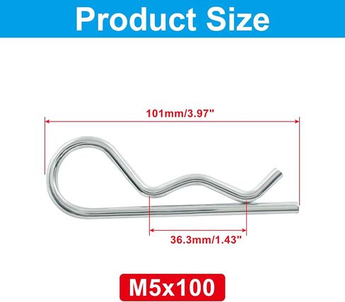 Uenhoy 6 Pcs Cotter Pins M3.5x75mm Heavy Duty R-Clips for Hitch Pin Lock System Trailer Tractor Mower, Hitch Pins Clips Spring Clip Hair Pins Spring Fastener in Saudi Arabia