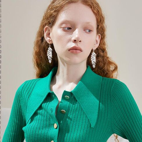 Feather Earrings for Women and Girls Boho Artistic Vintage Leaf Metal Dangle Drop Earrings Lightweight Leaf Earrings with Detailed Texture Drop Dangle Earring Jewelry Gifts in Kuwait