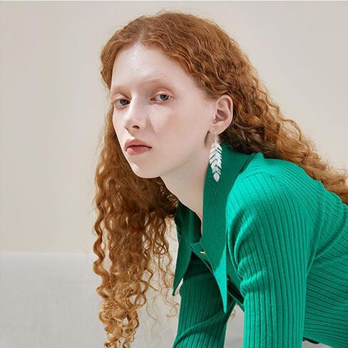 Feather Earrings for Women and Girls Boho Artistic Vintage Leaf Metal Dangle Drop Earrings Lightweight Leaf Earrings with Detailed Texture Drop Dangle Earring Jewelry Gifts in Kuwait