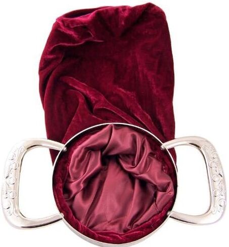 مقبض نحاسي فضي مخملي أحمر، نقود الكنيسة، Tythe، يقدم حقيبة تمرير الوعاء in Kuwait