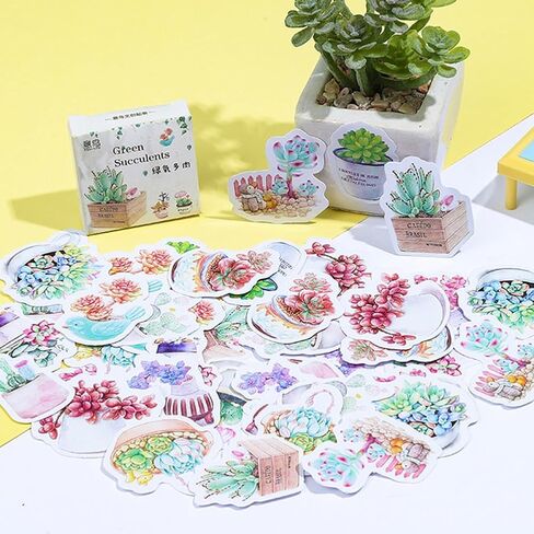 Gardenia Stickers, Obujopal 46Pcs Green Plant Stickers for Scrapbooking Journaling Planners Water Diary Planner Collage Envelope Phone Case DIY Art Crafts Decoration, 23 Patterns in Saudi Arabia