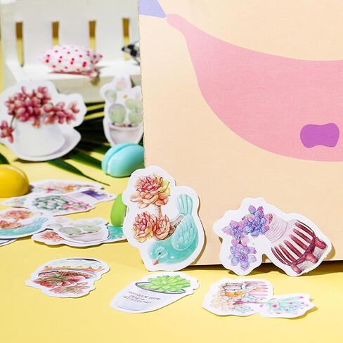 Gardenia Stickers, Obujopal 46Pcs Green Plant Stickers for Scrapbooking Journaling Planners Water Diary Planner Collage Envelope Phone Case DIY Art Crafts Decoration, 23 Patterns in Saudi Arabia