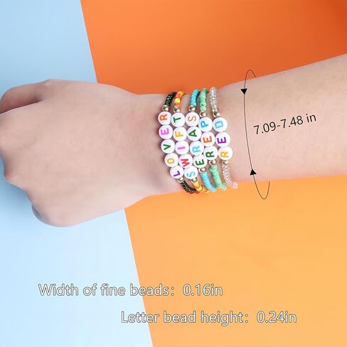 14PCS Bracelets for Women, Colorful Friendship Bracelets, Stackable Beaded Bracelets, Clay Bead Bracelets Heishi Surfer Bracelets Cute Bracelets for Concert Beach Vacaiton Gift in Saudi Arabia