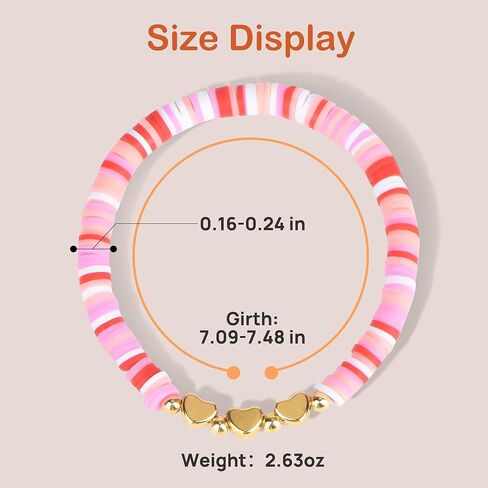 14PCS Bracelets for Women, Colorful Friendship Bracelets, Stackable Beaded Bracelets, Clay Bead Bracelets Heishi Surfer Bracelets Cute Bracelets for Concert Beach Vacaiton Gift in Saudi Arabia