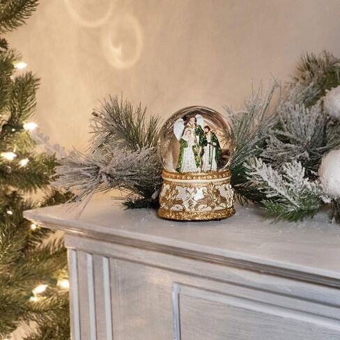 Roman 133700 Musical Holy Family Glitterdome Gold Green Windup، 5 بوصة، متعدد الألوان in Saudi Arabia