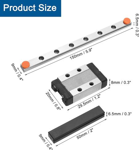 uxcell MGN9 150mm Linear Guide Rail with MGN9C Sliding Carriage Block and Plastic Mini MGN12 Linear Guide for DIY 3D Printers and CNC Machine, Black in Saudi Arabia