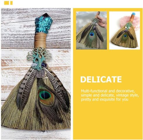 FOMIYES Crystal Witch Wiccan Altar Broom, Mini Wicca Car Trim Pendant Crystal Wand Points Broom Healing Home Halloween Decor in Saudi Arabia