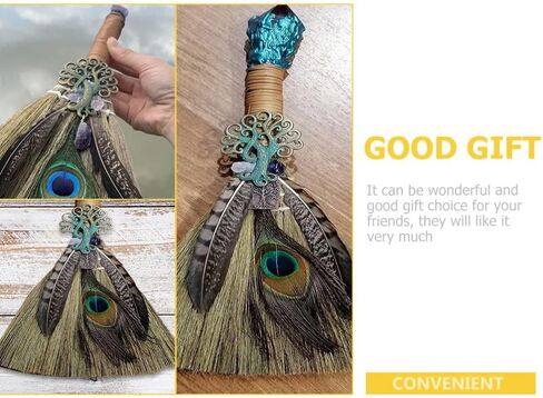 FOMIYES Crystal Witch Wiccan Altar Broom, Mini Wicca Car Trim Pendant Crystal Wand Points Broom Healing Home Halloween Decor in Saudi Arabia