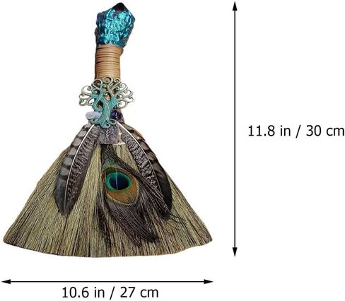 FOMIYES Crystal Witch Wiccan Altar Broom, Mini Wicca Car Trim Pendant Crystal Wand Points Broom Healing Home Halloween Decor in Saudi Arabia