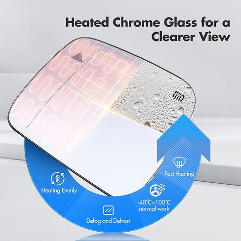 Right Passenger Side Mirror Replacement Glass for Jeep Grand Cherokee 2013-2020 and Dodge Durango 2014-2019 - Heated Mirrors, Blind Spot Detection, Backing Plate, Review Mirror Indicator in Saudi Arabia