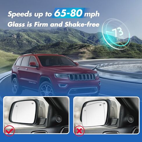 Right Passenger Side Mirror Replacement Glass for Jeep Grand Cherokee 2013-2020 and Dodge Durango 2014-2019 - Heated Mirrors, Blind Spot Detection, Backing Plate, Review Mirror Indicator in Saudi Arabia