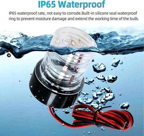 1Pc Navigation Lighting Boat LED Light 12V 24V Anchor Lamp Yacht Stern Light,360 Degree 3 Color All Round Waterproof Boat Light Yacht Sailing Lamp (Red) in Saudi Arabia