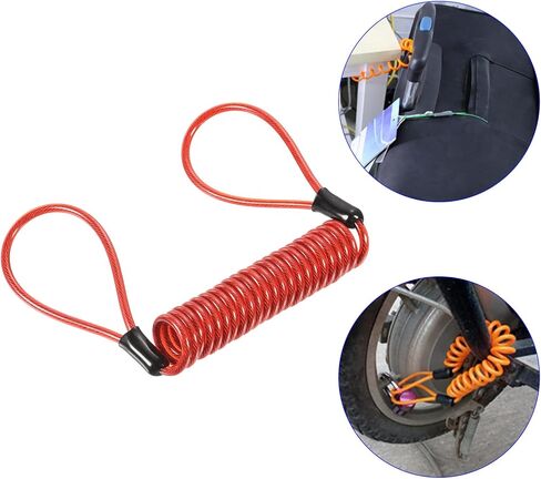 Disc Lock Security Steel Cable - Plastic Coated Spring Reminder Wire Anti-Theft Rope, Apply to Outdoors Protection (3.5mmx1.5m, Blue) in Saudi Arabia