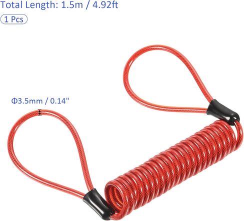Disc Lock Security Steel Cable - Plastic Coated Spring Reminder Wire Anti-Theft Rope, Apply to Outdoors Protection (3.5mmx1.5m, Blue) in Saudi Arabia