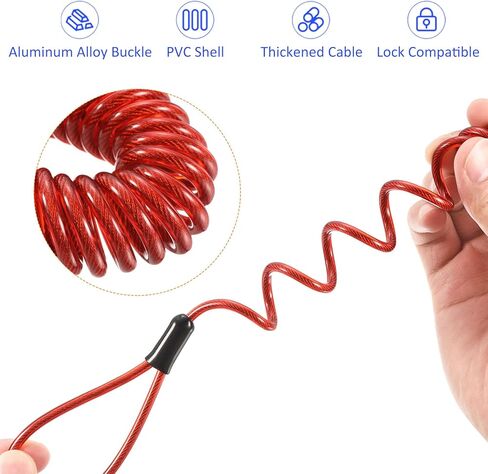 Disc Lock Security Steel Cable - Plastic Coated Spring Reminder Wire Anti-Theft Rope, Apply to Outdoors Protection (3.5mmx1.5m, Blue) in Saudi Arabia