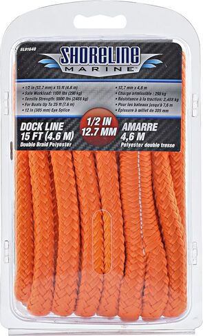 خط رصيف من البوليستر مزدوج الجديلة من Shoreline Marine، 1/2 بوصة × 15 بوصة in Kuwait