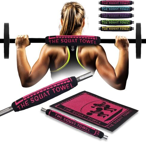 | Squat Towel (Plus) | Secures 2-Ways (Vertically & Horizontally) to Standard & Olympic Barbells. Multi-Functional Gym Towel. Great for Squats, Deadlifts, & Leg Day. (Hot Pink) in Saudi Arabia