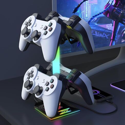 RGB Gaming Headset Stand Headphone Stand with 2 USB Ports 10 Color Mode for Gamers PC Gaming Desktop Earphone Accessories in Saudi Arabia