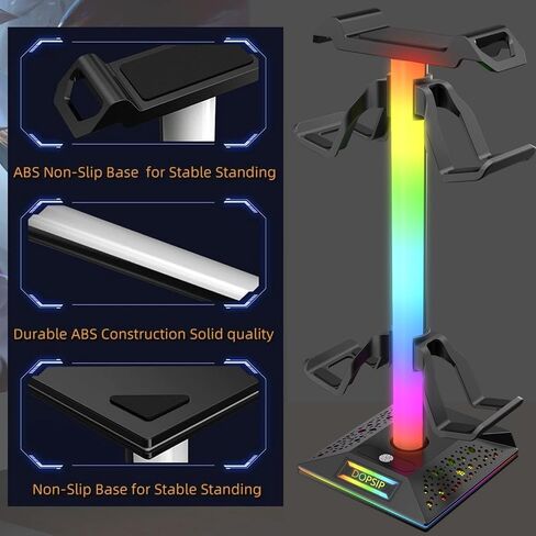 RGB Gaming Headset Stand Headphone Stand with 2 USB Ports 10 Color Mode for Gamers PC Gaming Desktop Earphone Accessories in Saudi Arabia