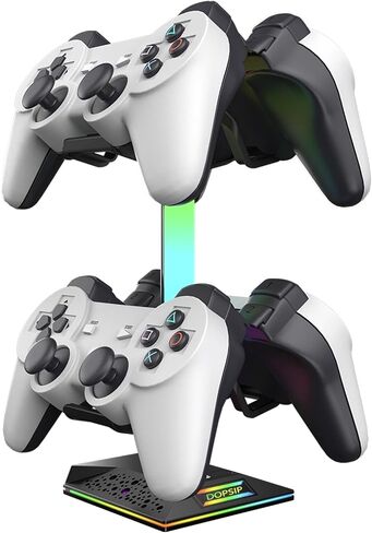 RGB Gaming Headset Stand Headphone Stand with 2 USB Ports 10 Color Mode for Gamers PC Gaming Desktop Earphone Accessories in Saudi Arabia