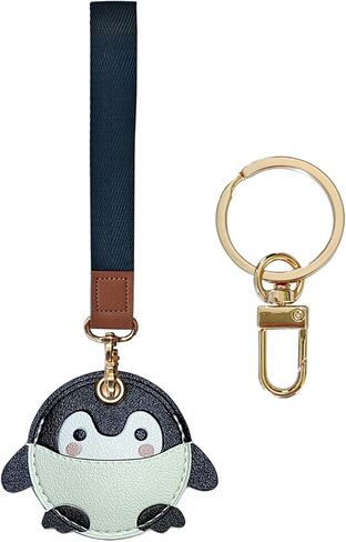 Faux Leather Hidden Airtag Holder,Cute Kawaii Protective Airtag Case Accessories with Wristlet Strap Lanyard Key Chain (Color Q) in Saudi Arabia