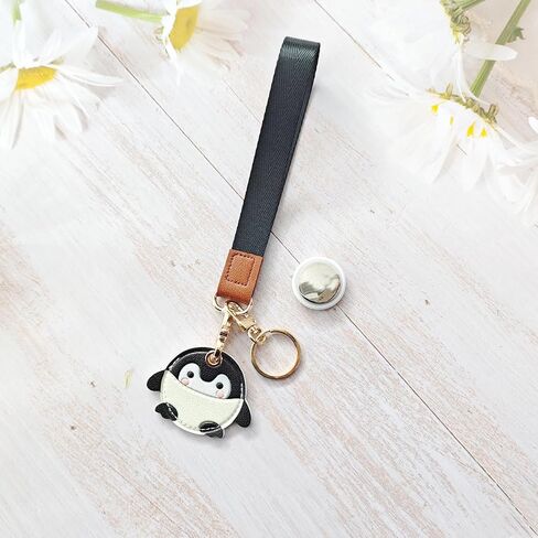 Faux Leather Hidden Airtag Holder,Cute Kawaii Protective Airtag Case Accessories with Wristlet Strap Lanyard Key Chain (Color Q) in Saudi Arabia
