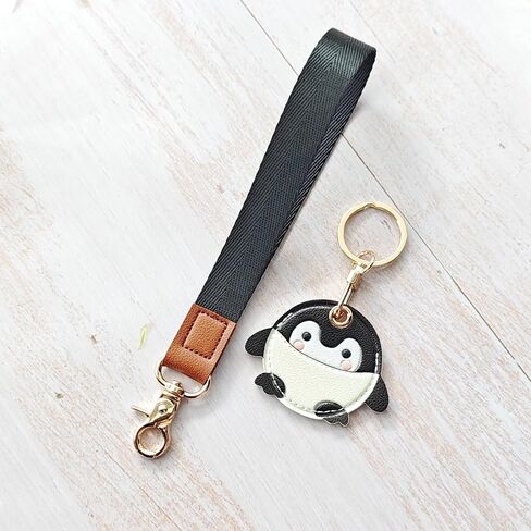 Faux Leather Hidden Airtag Holder,Cute Kawaii Protective Airtag Case Accessories with Wristlet Strap Lanyard Key Chain (Color Q) in Saudi Arabia