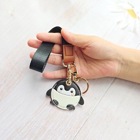 Faux Leather Hidden Airtag Holder,Cute Kawaii Protective Airtag Case Accessories with Wristlet Strap Lanyard Key Chain (Color Q) in Saudi Arabia