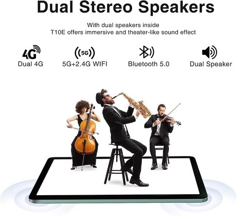DOOGEE 2024 Latest 10.1 Inch Tablet with Octa-Core Processor, T10E Android 13 Tablet with 9GB+128GB/Expand 1TB, 5G/2.4G WiFi, Bluetooth 5.0, 6580mAh Battery, TÜV Eye Bluelight, Dual Speakers, Black in Saudi Arabia