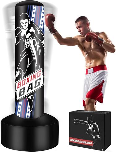 69'' Standing Punching Bag for Adults with Stand, Heavy Bag Boxing Equipment Kicking Bag Inflatable Kick Boxing Bag with Stand for Training MMA Muay Thai Fitness in Saudi Arabia