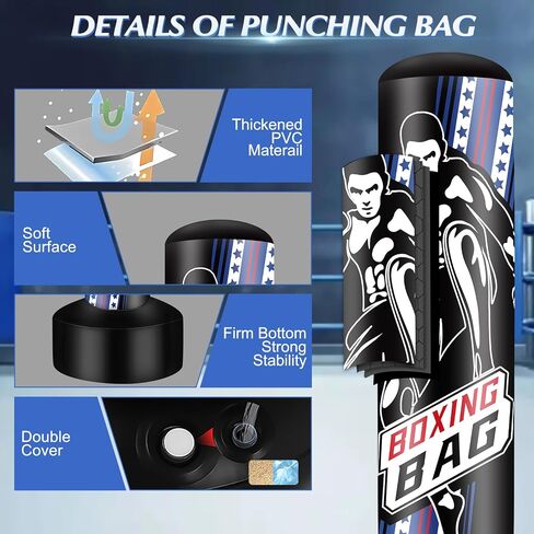69'' Standing Punching Bag for Adults with Stand, Heavy Bag Boxing Equipment Kicking Bag Inflatable Kick Boxing Bag with Stand for Training MMA Muay Thai Fitness in Saudi Arabia
