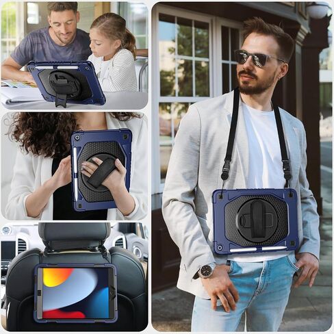 ZtotopCases for iPad 9th/8th/7th Generation Case iPad 10.2 Case, Shockproof Full Body Protective Cover with 360° Rotating Hand Strap &Stand, Pencil Holder, Drop Protection, Heavy Duty & Durable, Black in Saudi Arabia