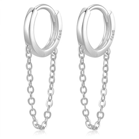 925 Sterling Silver Chain Dangle Earrings Bar Stud Earrings for Women Girls Minimalist Bar Double Chain Earrings Jewelry Gifts for Christmas Birthday in Saudi Arabia