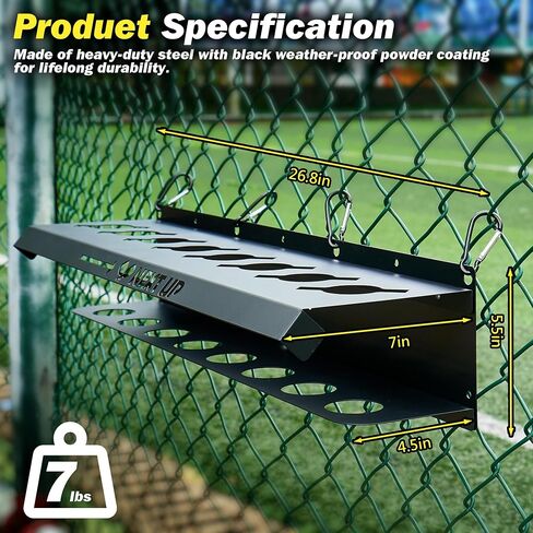 Pickleball Paddle Rack Holds 8 Paddles at a 45-Degree Angle Making All Paddles Visible, With Slider Paddle Marker to Track Next Up Players, Fence or Wall Mount, Steel, Black in Saudi Arabia
