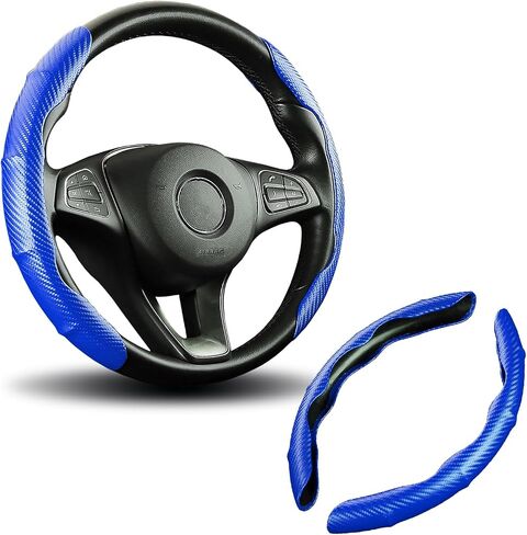 Universal 2 Packs Carbon Fiber Anti-Skid Steering Wheel Cover Safe Non Slip Car Accessory Fit 99% 14-15 Inch Car Interior Accessories Black in Saudi Arabia