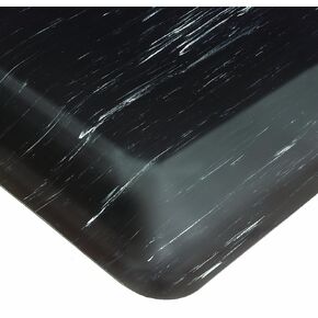 PVC 496 Smart Tile-Top Medium Duty Anti-Fatigue Mat, Tapered Edges, for Dry Areas, 2' Width x 3' Length x 1/2" Thickness, Black