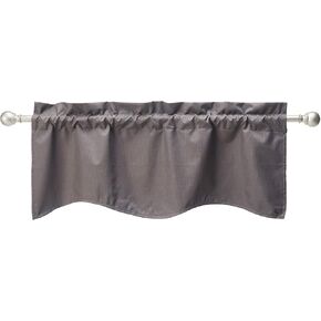 Eclipse Kendall Modern Scalloped Valance Rod Pocket Window Curtain for Kitchen or Bathroom, 42 in x 18 in, Grey