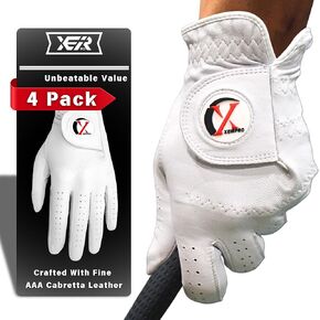 Men's Golf Gloves Value 4 Pack | 100% Finest AA Cabretta Leather | Breathable and Durable Golf Gloves for Men | White Golf Gloves Worn On Both Left and Right Handed Golfers