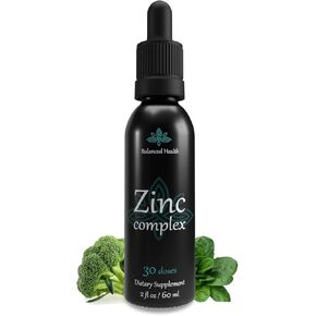 Zinc Complex - 30 servings, 2oz, Peppermint Flavor, Vegan Liquid Ionic Zinc Sulfate Drops plus Trace Minerals for Daily Immune System Support