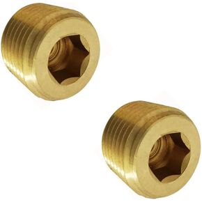 Brass Pipe Plug, 3/8" Male NPT, (2 Pack)