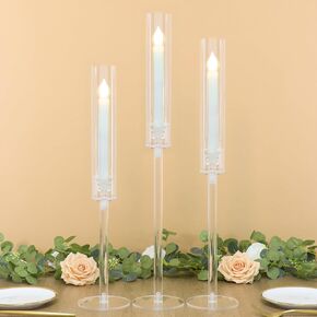 Taper Candlestick Holders for Table Centerpiece, Acrylic Candle Holder for Taper Candles, Clear Candlestick Holder, for Wedding, Party, Dining Table, Halloween, Christmas Anniversary Decor