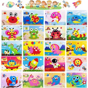 CQG #H Style 16pcs 11.5" x 8.2" Large 3D EVA Foam Sticker Puzzle Game DIY Cartoon Animal Learning Education Toys for Children.