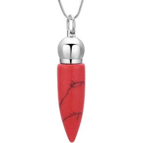 Cylinder Cremation Jewelry For Ashes Healing Energy Stone Necklace With Turquoise Stone Bullet Shaped Memorial Keepsake Jewelry Urn Pendant Necklace for Women Men