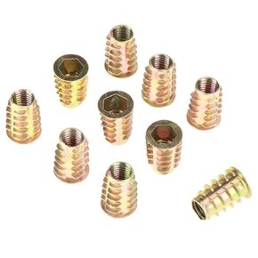 50pcs Furniture Threaded Insert Nuts Zinc Alloy Hex Drive Head Nut for Wood Insert Threaded Interface Screws
