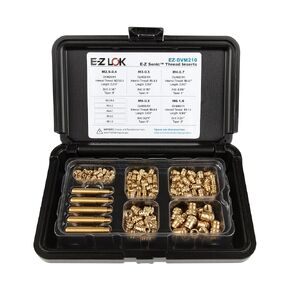 E-Z LOK -E-Z Sonic Brass Threaded Inserts for Plastic Assortment Kit, Heat Set Thread Insert, Metric, Straight, Flanged, 4-40 to 1/4-20 (EZ-FL-400)