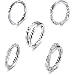 توب بلازا 5 أزواج 316L جراحية من الفولاذ المقاوم للصدأ مجموعة أقراط هوجي هوب لا تسبب الحساسية، أقراط غضروفية نائمة للرجال والنساء والبنات والأولاد 6/8/10/12/14 مم in Kuwait