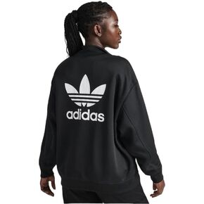 ADIDAS ORIGINALS WOMEN'S ADICOLOR OVERSIZED HALF-ZIP SWEATSHIRT, BLACK, LARGE-XLARGE (L/XL)