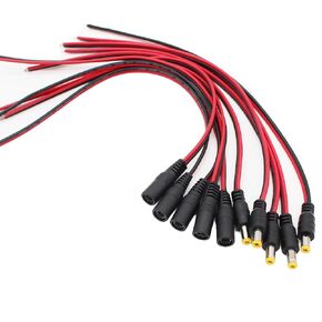 DC Power Pigtail Wire 18AWG, DC Power Cable 12V 5A, 10 Pairs DC Male Female Connector Cord 2.1mm x 5.5mm for CCTV Security Camera, Led Strip and Power Supply Adapter