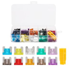 100pcs Mini Car Fuse Kit, Car Fuses Kit Automotive Replacement Small Fuses Efficient Auto Replacement Fuses Assortment (2Amp/3A/5A/7.5A/10A/15A/20A/25A/30A/35A) for Cars Trucks Ships